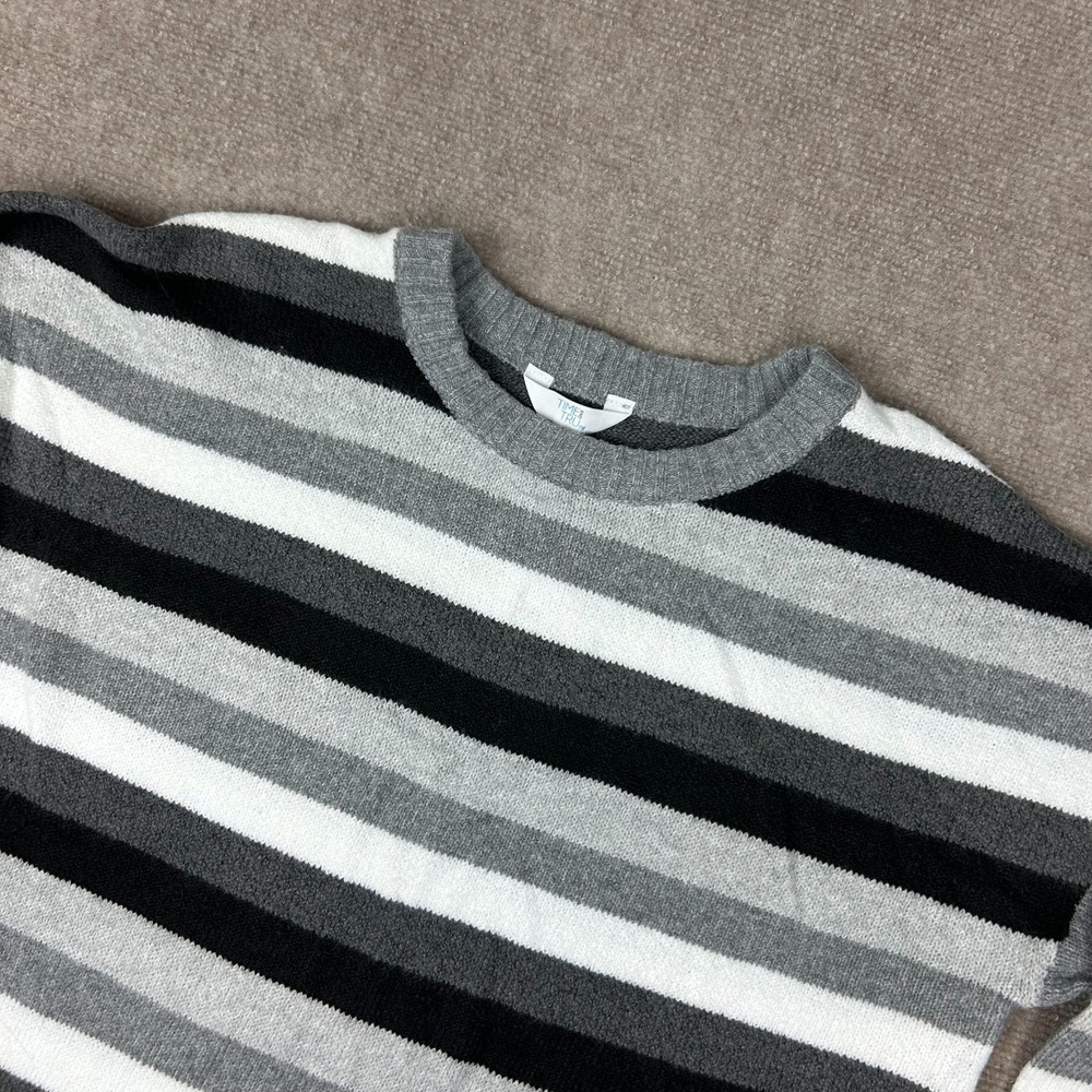 Time And Tru Sweater Womens L 12-14 Multicolor Striped Side Slit Warm Winter‎